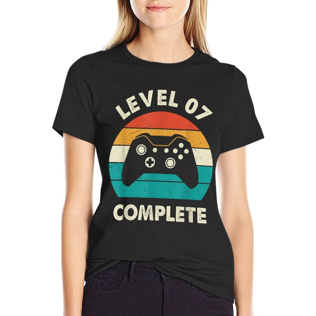 7th Wedding Anniversary For Couples Level 7 Complete  Ribbed Collar T-Shirt