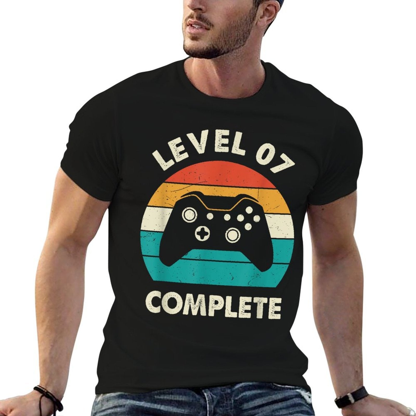 7th Wedding Anniversary For Couples Level 7 Complete  Ribbed Collar T-Shirt