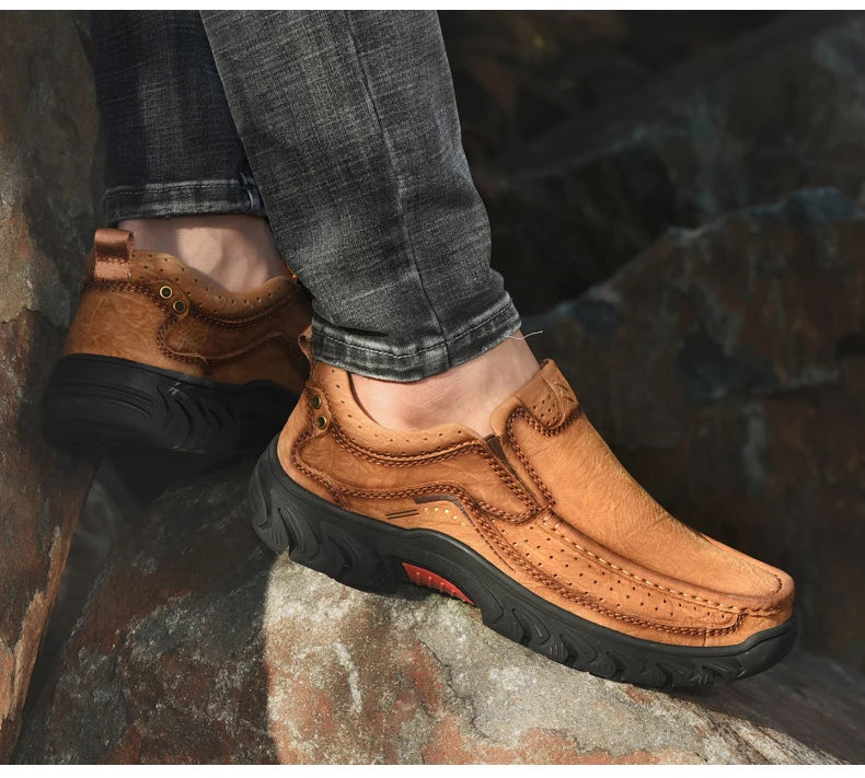 2025 New High Quality Men's Shoes 100% Genuine Leather Casual Shoes Waterproof Work Shoes Cow Leather Loafers Plus Size 38-46