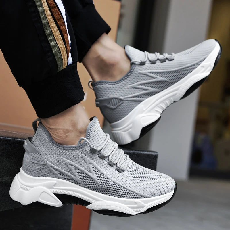Chunky Lift Shoes Men Elevator Sneakers  Height Increase Insole 6cm  Mesh Summer Plus Size 36-46