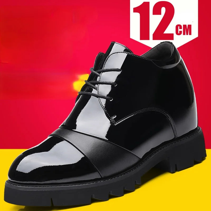 New Inner Heightening Shoes Men's Invisible Inner Heightening 12cm Elevator Shoes Deodorant Business Men's Formal Leather Shoes
