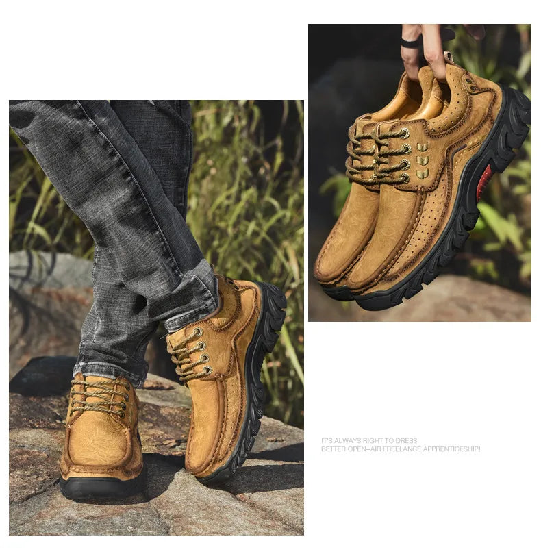 2025 New High Quality Men's Shoes 100% Genuine Leather Casual Shoes Waterproof Work Shoes Cow Leather Loafers Plus Size 38-46