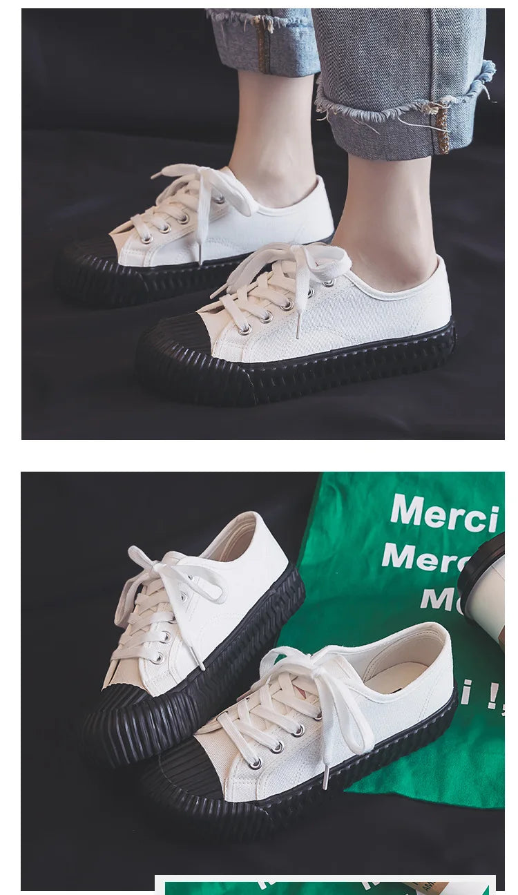 Canvas Shoes Female 2022 White Trendy Shoes Korean Ulzzang Cookies Sneakers Girls Vulcanized Shoes Casual Flat Heel 35-40 Pink