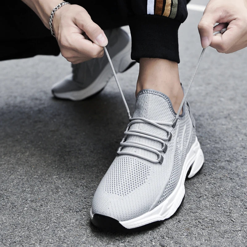 Chunky Lift Shoes Men Elevator Sneakers  Height Increase Insole 6cm  Mesh Summer Plus Size 36-46