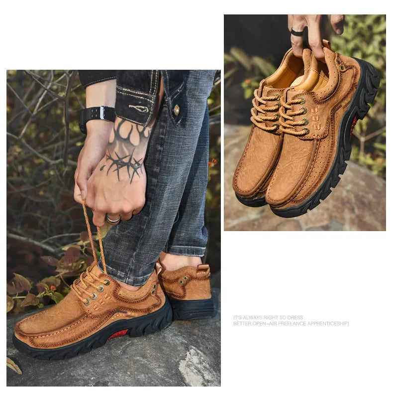 2025 New High Quality Men's Shoes 100% Genuine Leather Casual Shoes Waterproof Work Shoes Cow Leather Loafers Plus Size 38-46