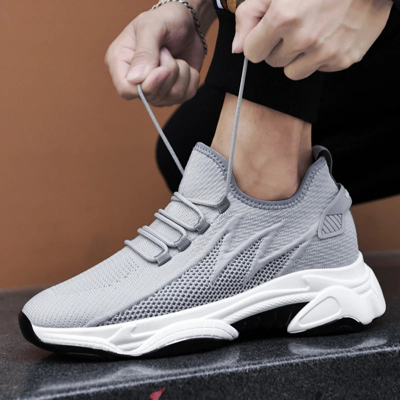 Chunky Lift Shoes Men Elevator Sneakers  Height Increase Insole 6cm  Mesh Summer Plus Size 36-46