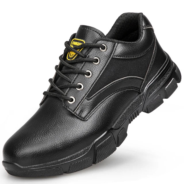 Black Safety Shoes Men Steel Toe Shoes Work Shoes Sneakers Male Anti-puncture Indestructible Security Boots Waterproof Leather