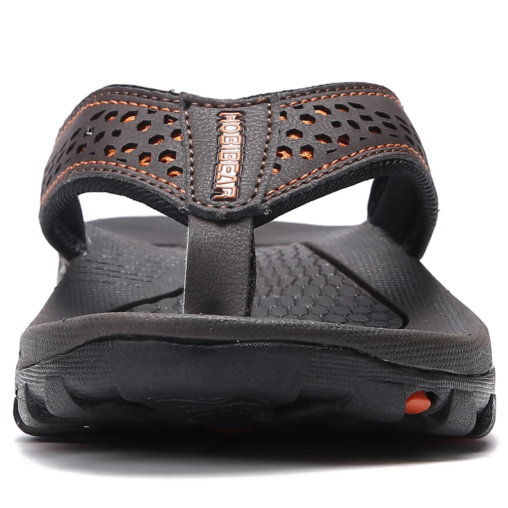 FUQIAO 2026 New Summer Sandals Male Beach Shoes Leather Sandals Leisure Flip Flop Men Beach Sandals Man Fashion Casual Slippers