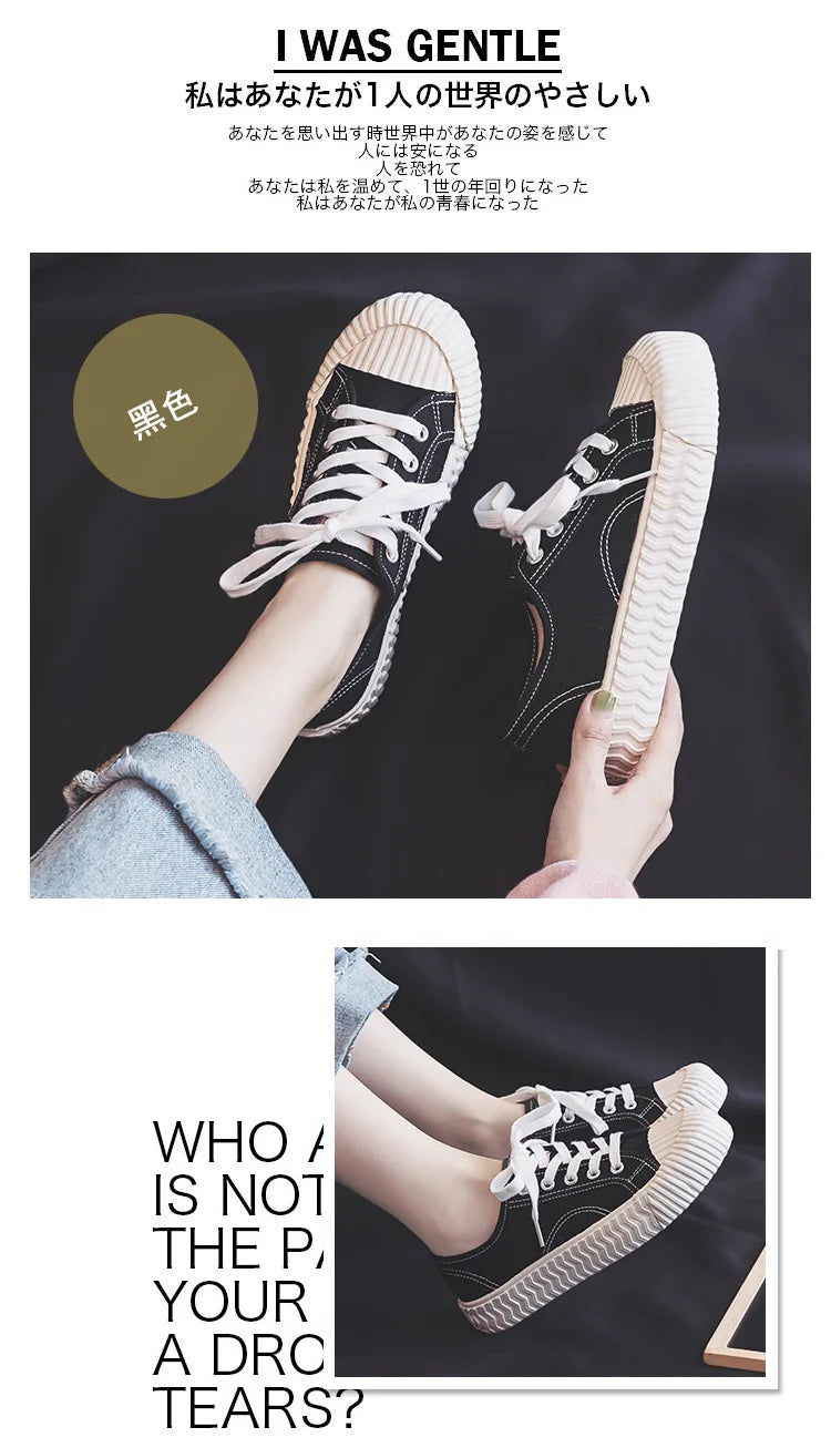 Canvas Shoes Female 2022 White Trendy Shoes Korean Ulzzang Cookies Sneakers Girls Vulcanized Shoes Casual Flat Heel 35-40 Pink