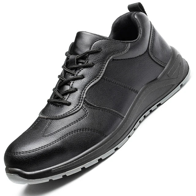 Black Safety Shoes Men Steel Toe Shoes Work Shoes Sneakers Male Anti-puncture Indestructible Security Boots Waterproof Leather
