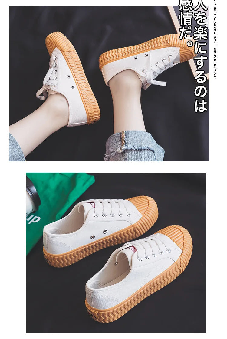 Canvas Shoes Female 2022 White Trendy Shoes Korean Ulzzang Cookies Sneakers Girls Vulcanized Shoes Casual Flat Heel 35-40 Pink
