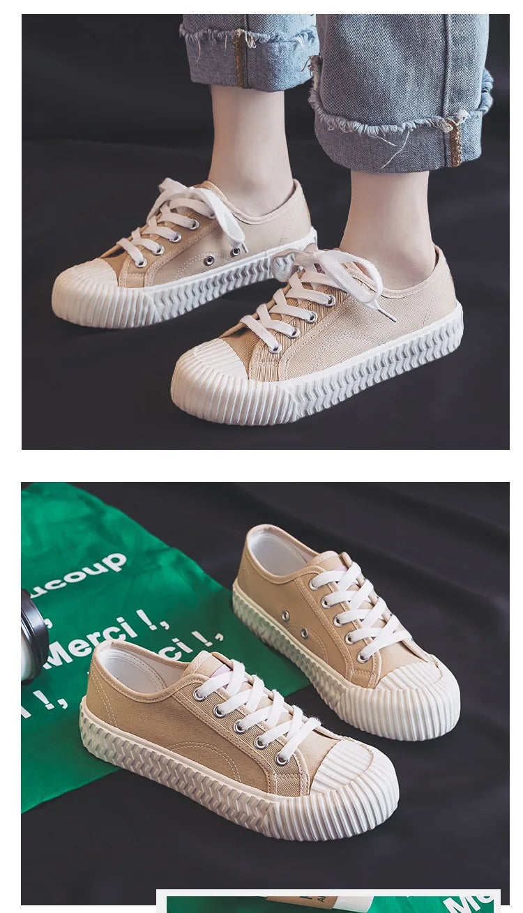 Canvas Shoes Female 2022 White Trendy Shoes Korean Ulzzang Cookies Sneakers Girls Vulcanized Shoes Casual Flat Heel 35-40 Pink