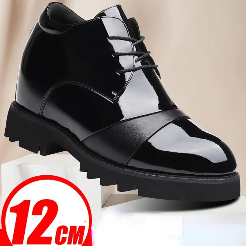 New Inner Heightening Shoes Men's Invisible Inner Heightening 12cm Elevator Shoes Deodorant Business Men's Formal Leather Shoes