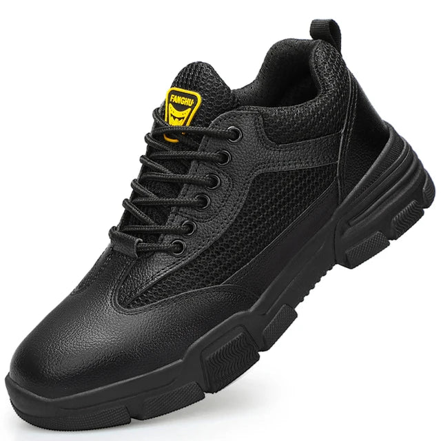 Black Safety Shoes Men Steel Toe Shoes Work Shoes Sneakers Male Anti-puncture Indestructible Security Boots Waterproof Leather