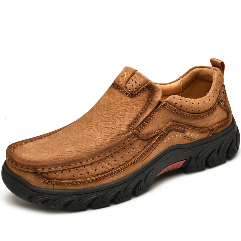 2025 New High Quality Men's Shoes 100% Genuine Leather Casual Shoes Waterproof Work Shoes Cow Leather Loafers Plus Size 38-46