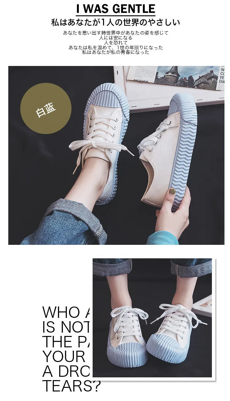 Canvas Shoes Female 2022 White Trendy Shoes Korean Ulzzang Cookies Sneakers Girls Vulcanized Shoes Casual Flat Heel 35-40 Pink