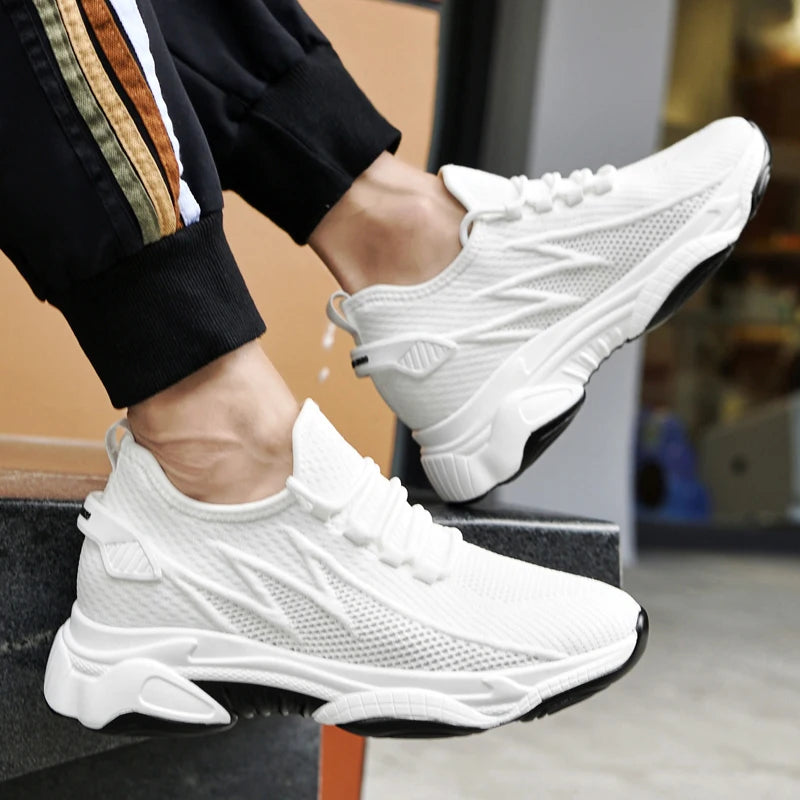Chunky Lift Shoes Men Elevator Sneakers  Height Increase Insole 6cm  Mesh Summer Plus Size 36-46
