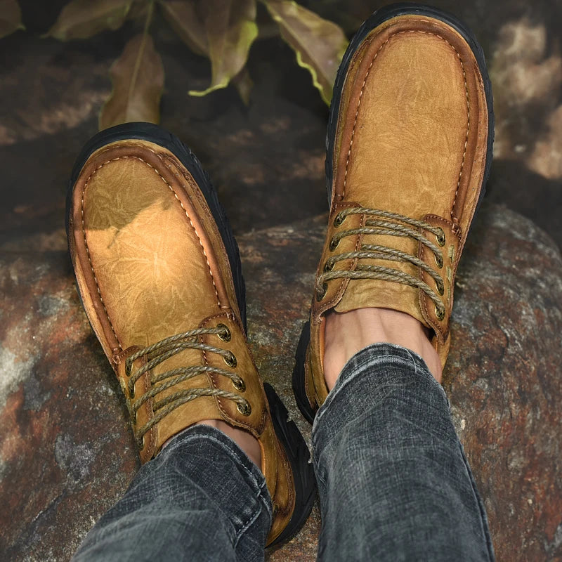 2025 New High Quality Men's Shoes 100% Genuine Leather Casual Shoes Waterproof Work Shoes Cow Leather Loafers Plus Size 38-46