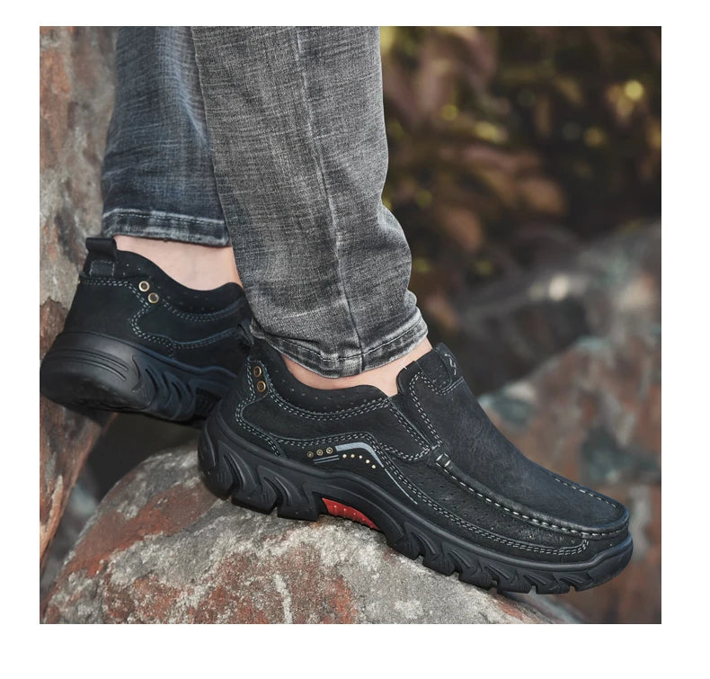 2025 New High Quality Men's Shoes 100% Genuine Leather Casual Shoes Waterproof Work Shoes Cow Leather Loafers Plus Size 38-46