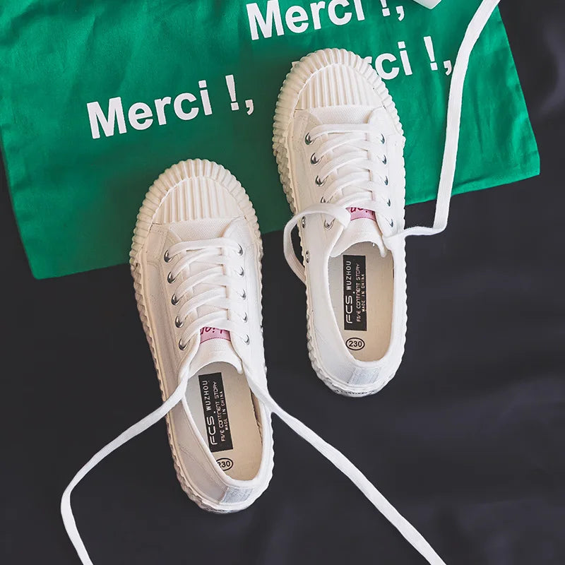 Canvas Shoes Female 2022 White Trendy Shoes Korean Ulzzang Cookies Sneakers Girls Vulcanized Shoes Casual Flat Heel 35-40 Pink