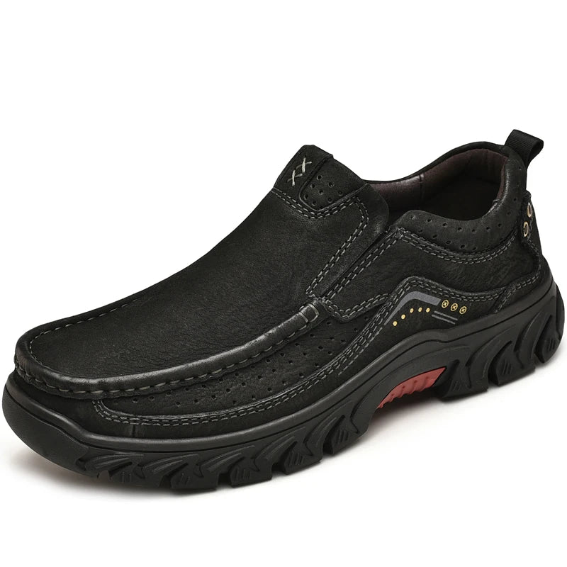 2025 New High Quality Men's Shoes 100% Genuine Leather Casual Shoes Waterproof Work Shoes Cow Leather Loafers Plus Size 38-46