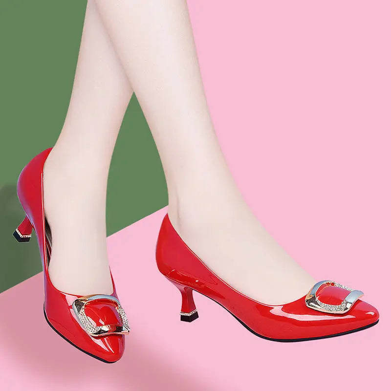 Women Cute Casual Brown High Quality High Heel Pumps Lady Casual Striped Shoes Female Sexy Party Shoes Bombas De Mujeres E5131