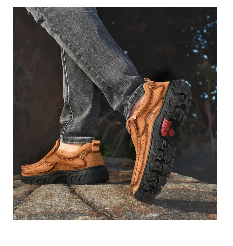 2025 New High Quality Men's Shoes 100% Genuine Leather Casual Shoes Waterproof Work Shoes Cow Leather Loafers Plus Size 38-46