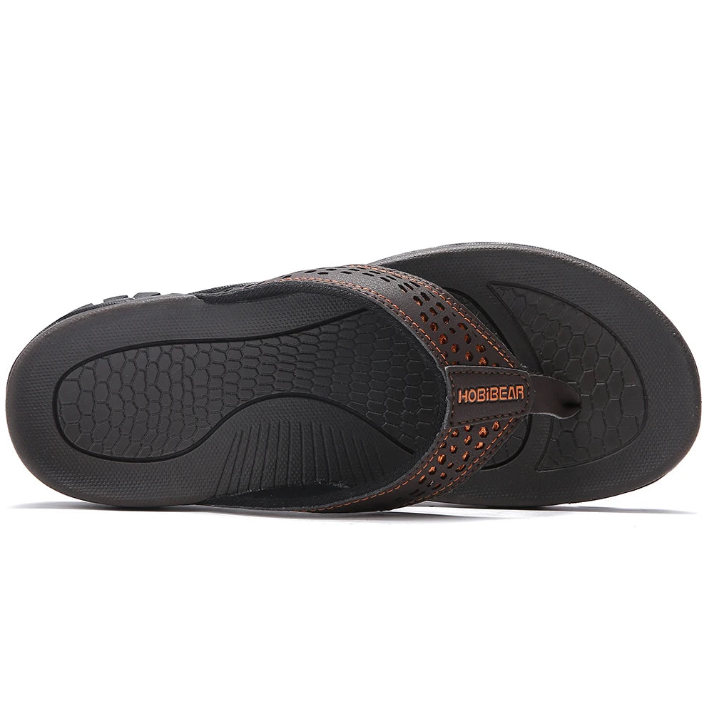 FUQIAO 2026 New Summer Sandals Male Beach Shoes Leather Sandals Leisure Flip Flop Men Beach Sandals Man Fashion Casual Slippers