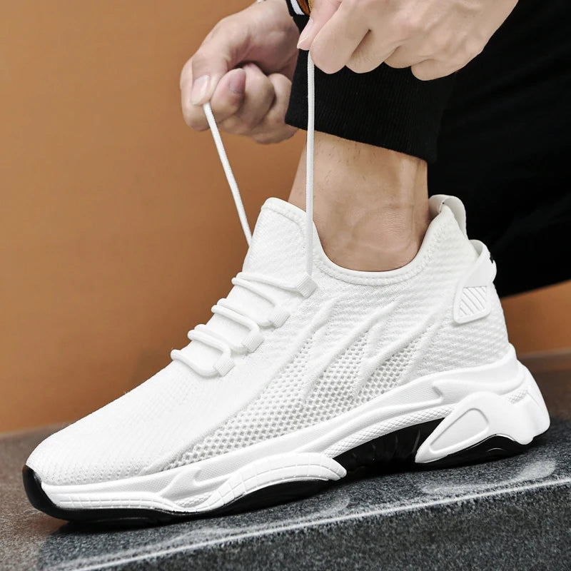 Chunky Lift Shoes Men Elevator Sneakers  Height Increase Insole 6cm  Mesh Summer Plus Size 36-46