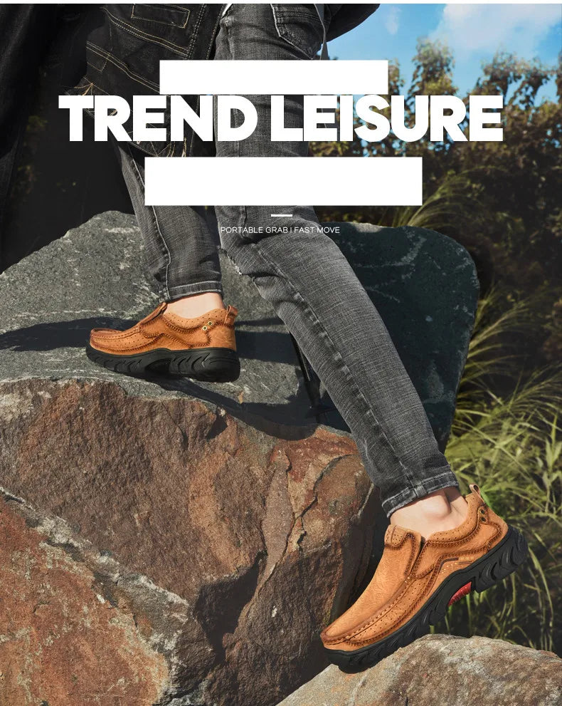 2025 New High Quality Men's Shoes 100% Genuine Leather Casual Shoes Waterproof Work Shoes Cow Leather Loafers Plus Size 38-46