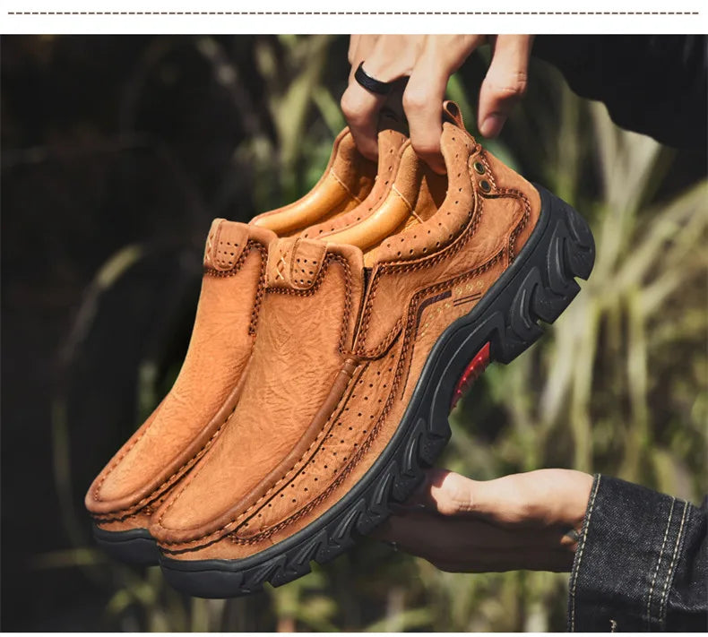 2025 New High Quality Men's Shoes 100% Genuine Leather Casual Shoes Waterproof Work Shoes Cow Leather Loafers Plus Size 38-46