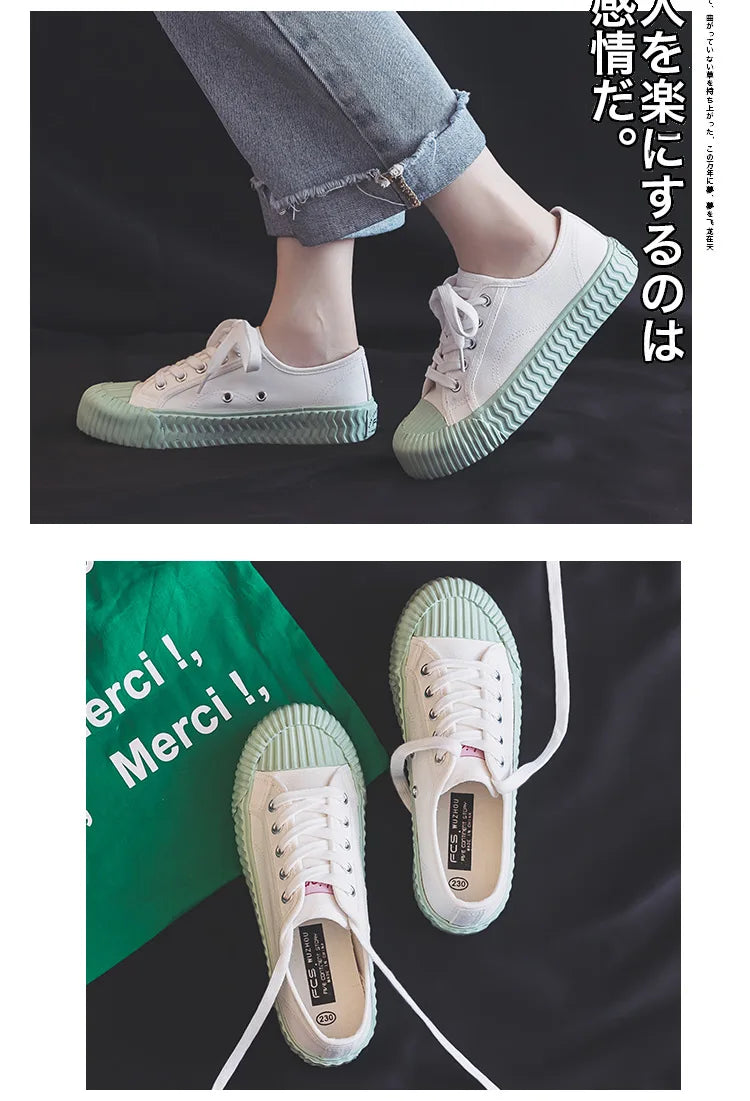 Canvas Shoes Female 2022 White Trendy Shoes Korean Ulzzang Cookies Sneakers Girls Vulcanized Shoes Casual Flat Heel 35-40 Pink