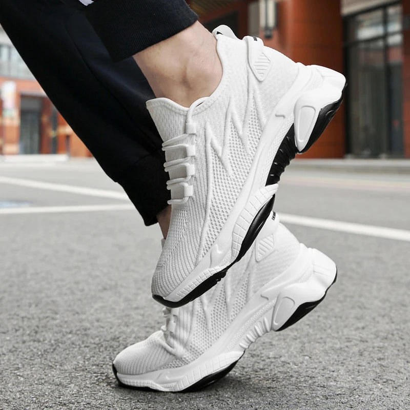 Chunky Lift Shoes Men Elevator Sneakers  Height Increase Insole 6cm  Mesh Summer Plus Size 36-46