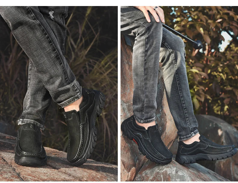2025 New High Quality Men's Shoes 100% Genuine Leather Casual Shoes Waterproof Work Shoes Cow Leather Loafers Plus Size 38-46