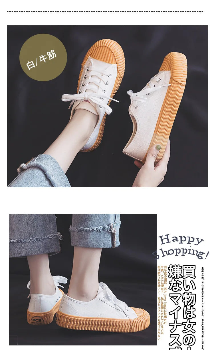 Canvas Shoes Female 2022 White Trendy Shoes Korean Ulzzang Cookies Sneakers Girls Vulcanized Shoes Casual Flat Heel 35-40 Pink