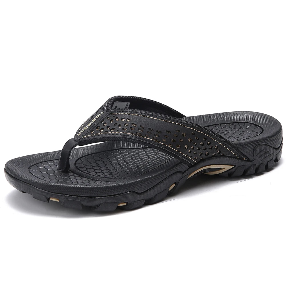 FUQIAO 2026 New Summer Sandals Male Beach Shoes Leather Sandals Leisure Flip Flop Men Beach Sandals Man Fashion Casual Slippers