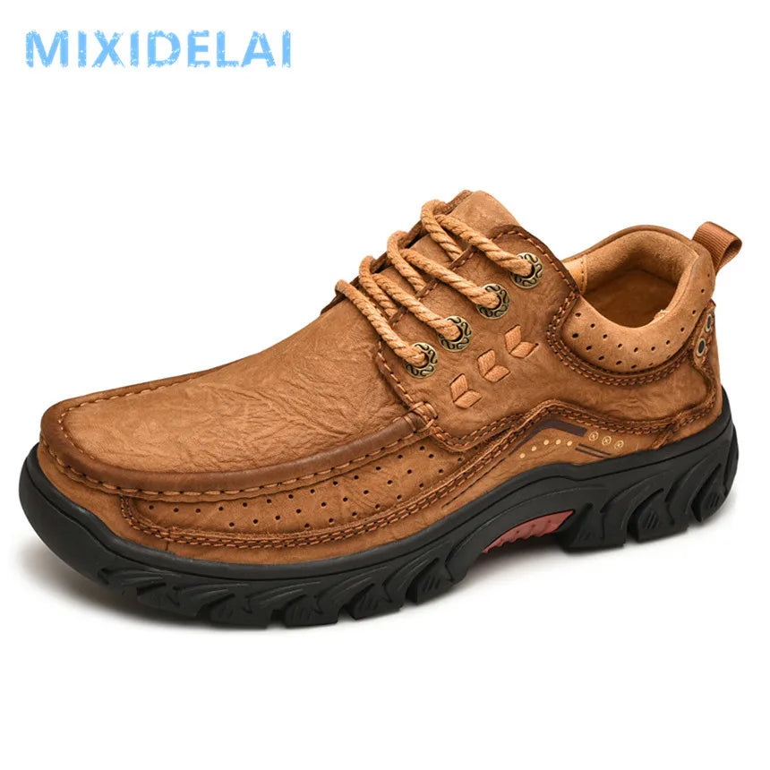 2025 New High Quality Men's Shoes 100% Genuine Leather Casual Shoes Waterproof Work Shoes Cow Leather Loafers Plus Size 38-46