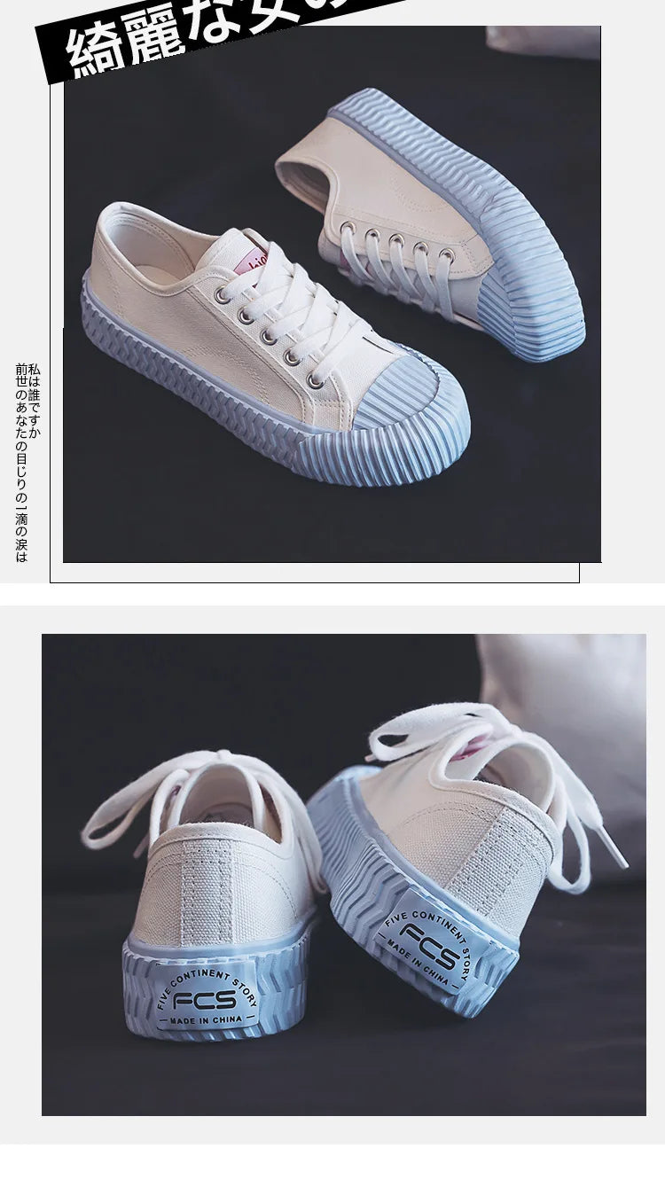 Canvas Shoes Female 2022 White Trendy Shoes Korean Ulzzang Cookies Sneakers Girls Vulcanized Shoes Casual Flat Heel 35-40 Pink