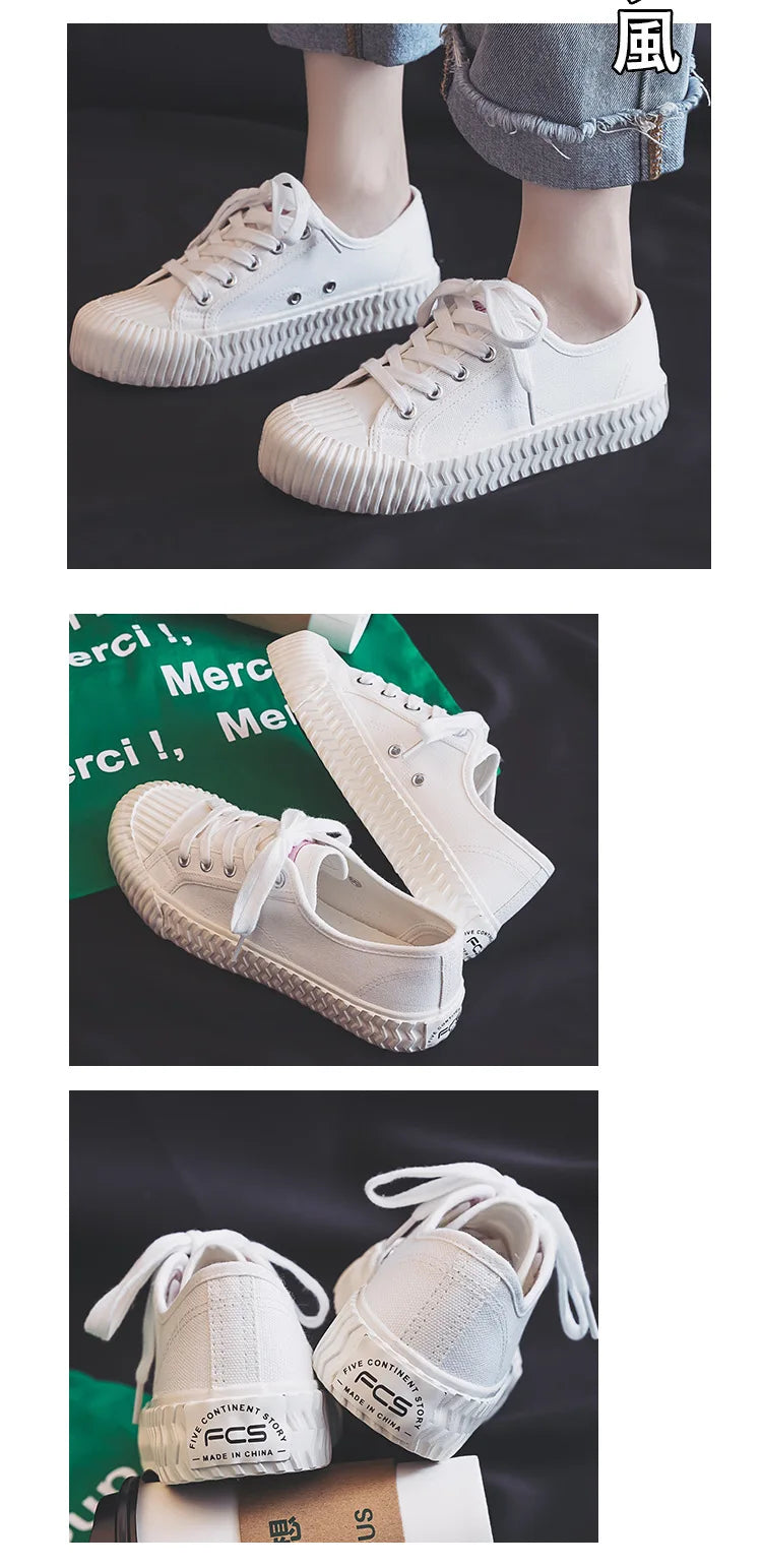 Canvas Shoes Female 2022 White Trendy Shoes Korean Ulzzang Cookies Sneakers Girls Vulcanized Shoes Casual Flat Heel 35-40 Pink