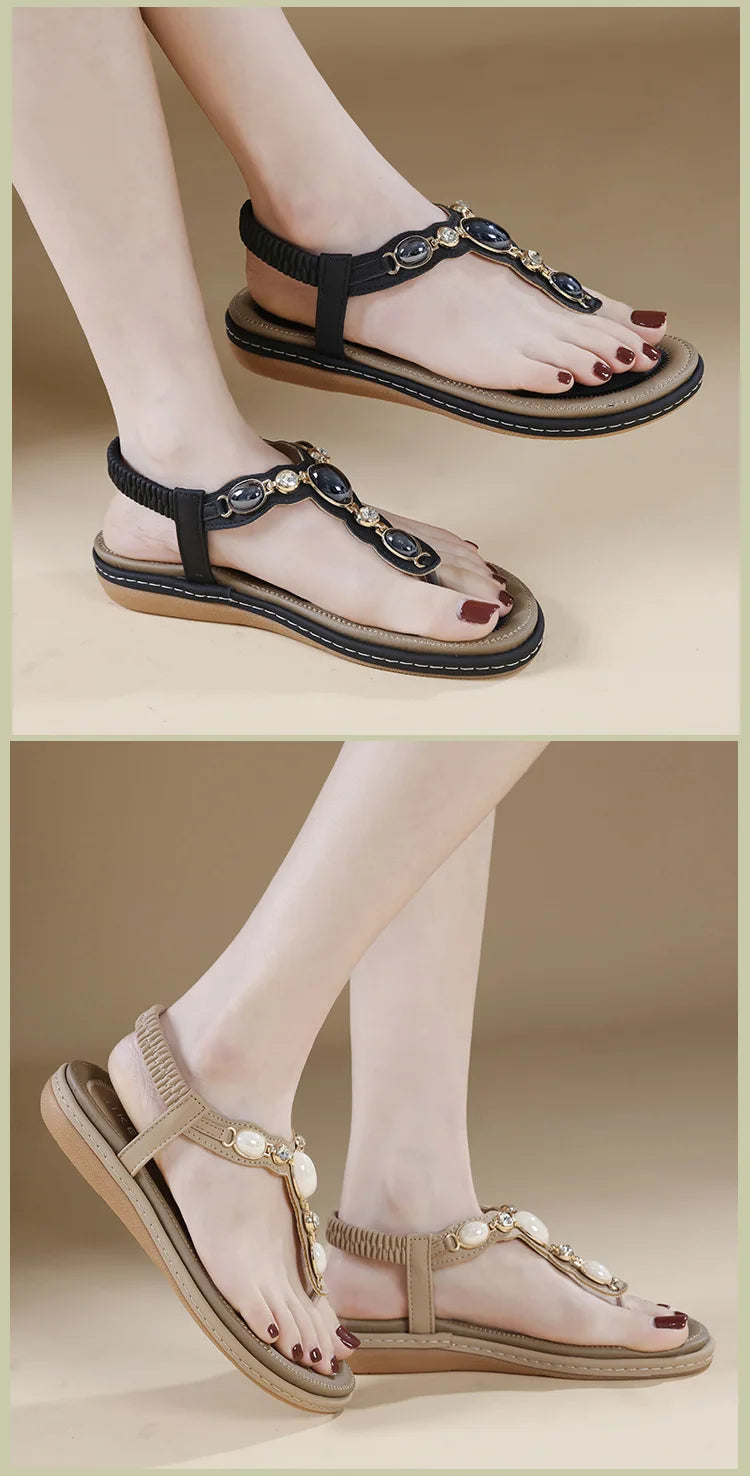 Summer New woman sandals Fashion Flats Women Casual Beach Shoes Women's Bohemia Style Leisure sandals Large Size 36-42