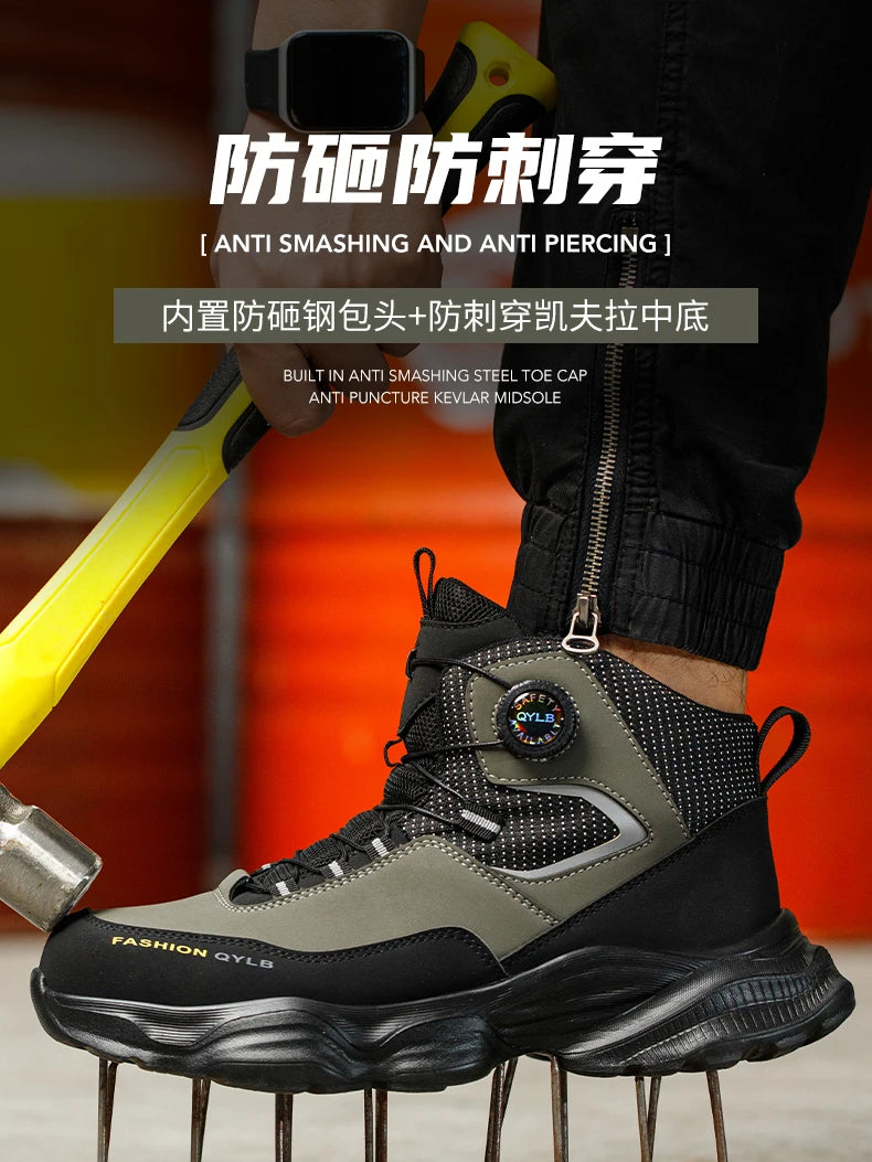 Rotating button Safety Shoes Men Boots work Sneakers Male Steel Toe shoes Protective Boots Puncture-Proof Indestructible shoes