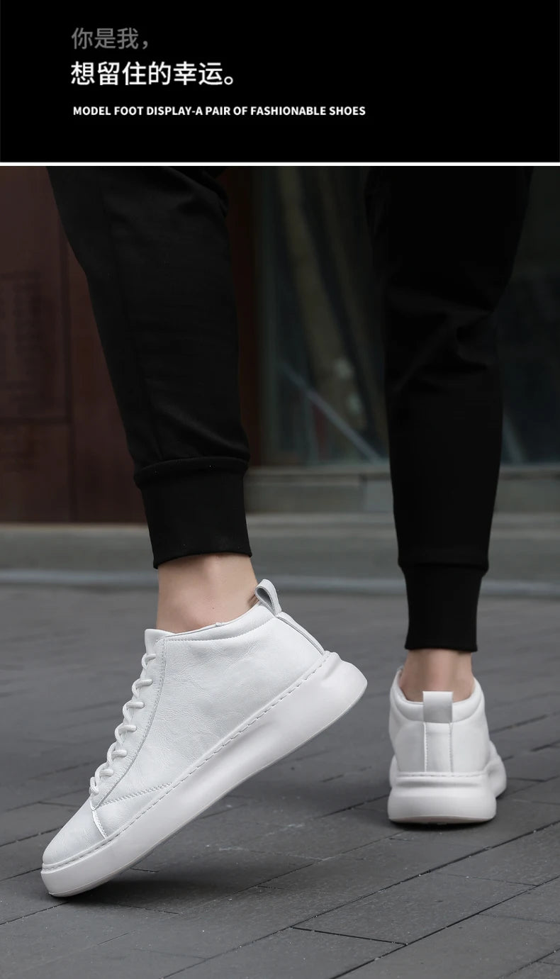 Shoes for Men Fashion Casual Sports Shoes Male Sneakers Trend Genuine Leather 2023 New Flat Running Shoes Large Size 39-46 White