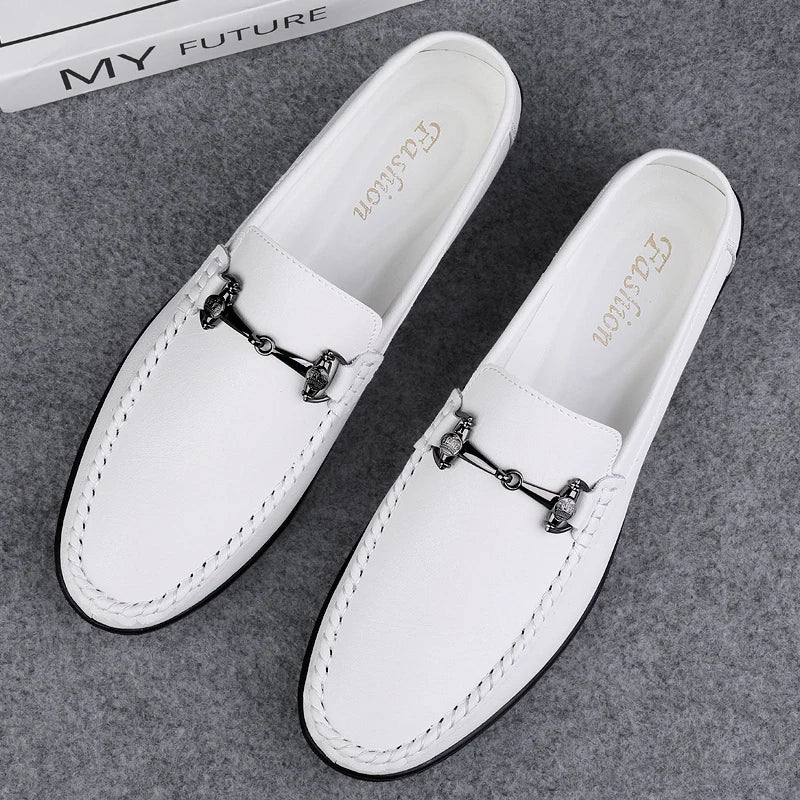 Elegantes Men Genuine Leather Loafers Non Slip Walking Shoes Breathable Outdoor Slip on Flats Casual Shoes Man Driving Moccasins