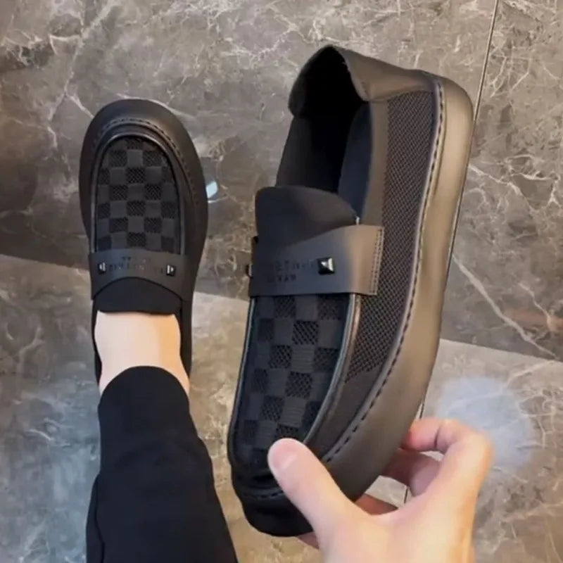 2025 Autumn New British Style Mens Casual Shoes Fashion Trend Board Shoes Male Flat Shoes Platform Business Casual Loafers Mens