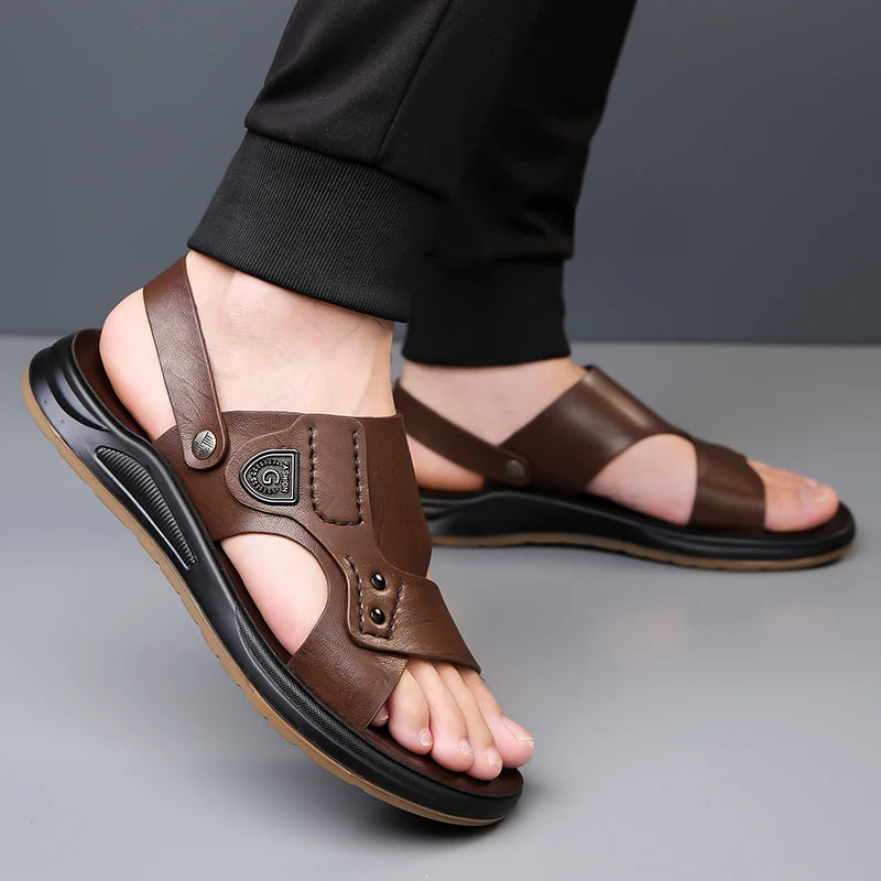 British Style Men's Outdoor Beach Shoes Summer Trend Thick Soled Wear-resistant Men's Oxford Shoes Breathable Casual Sandals