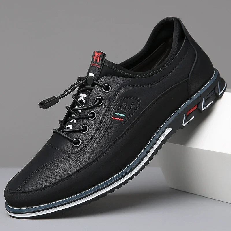 New Men's Leather Flat Casual Shoes Soft Sole Slip on Loafers Business Formal Shoes for Men Zapatos Casuales De Hombre Plus Size