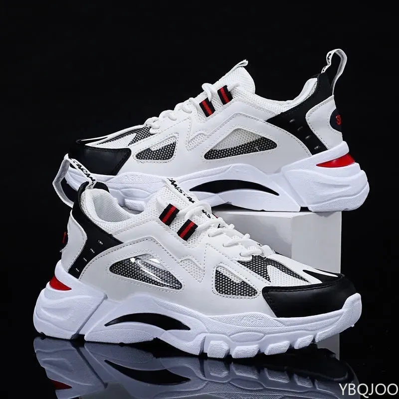 New Men's Shoes Spring  Autumn Breathable Mesh Shoes Thick soled Height Increasing Shoes Men's Versatile Trendy Sports Shoes