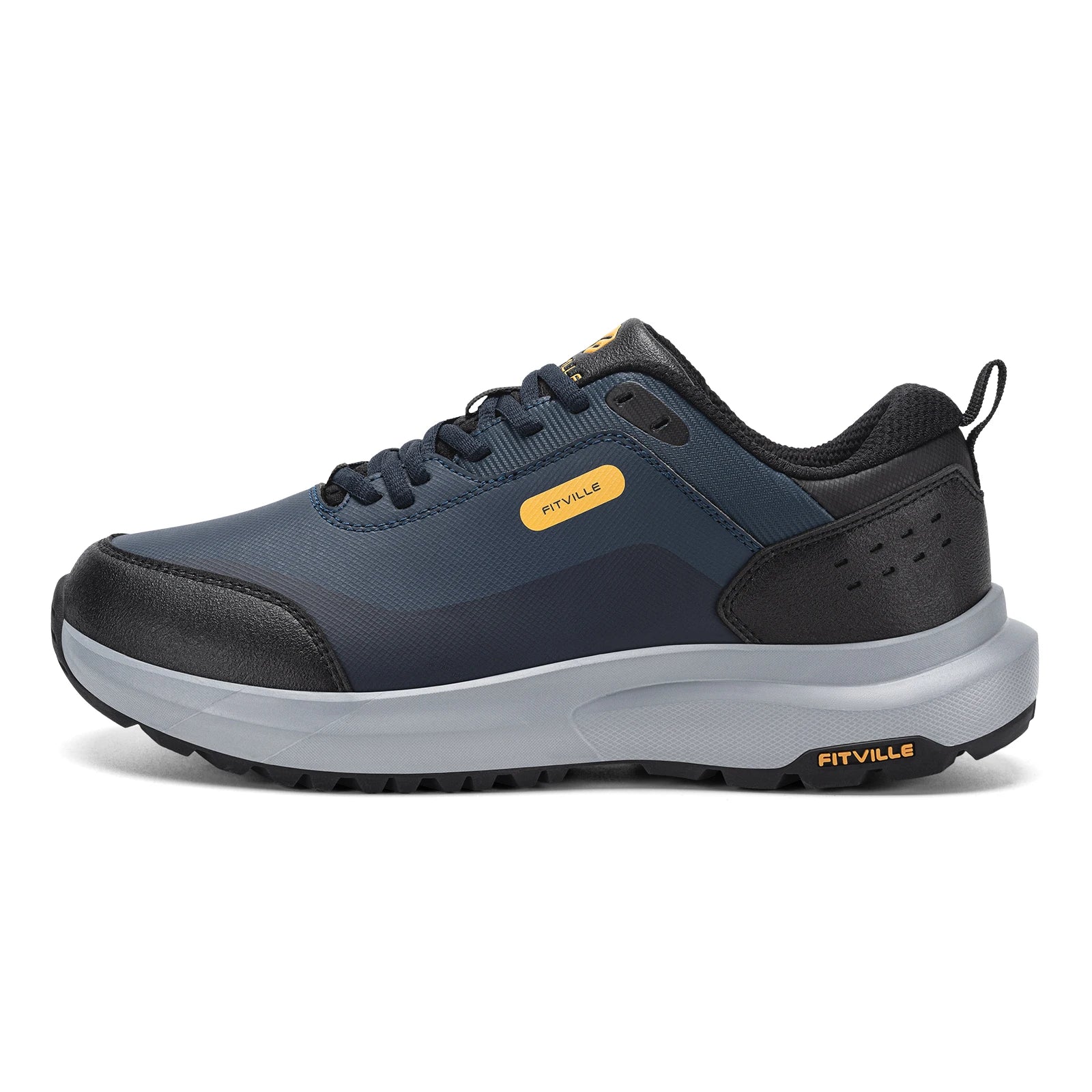 Fittington Hiking Shoes Extra Wide For Man Outdoor Walking Shoes Low-top Waterproof Work Shoes Toe with Arch Support for Heel