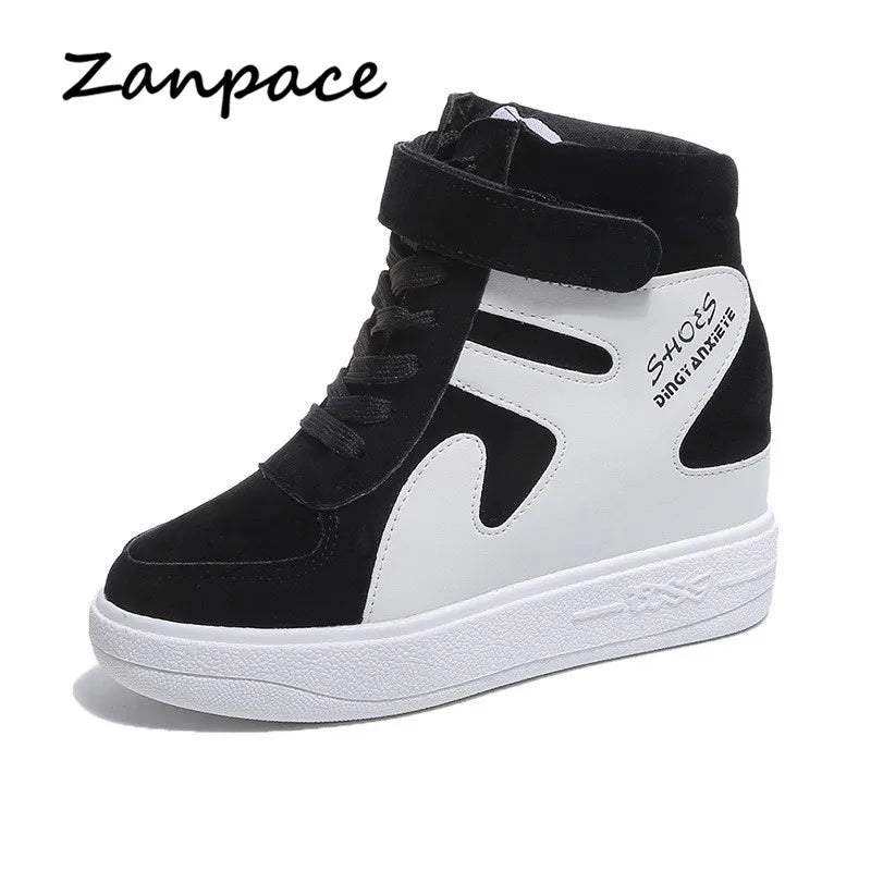 2026 Thick Platform Sneakers Casual Lace-Up Wedges High Heel Womens Shoes Outdoor Black Red Platform Vulcanize Shoes Women