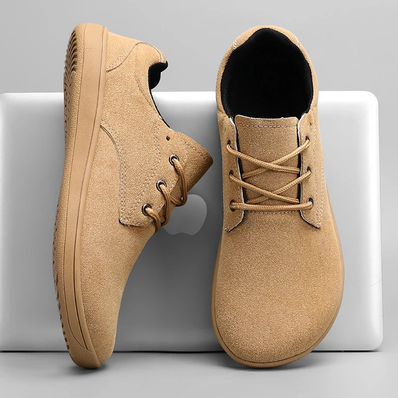 Barefoot Men's Sneakers With Wide Toe Size 48 Minimalist Cow Suede Leather Upper Casual Man Shoes Comfortable Walking Shoes